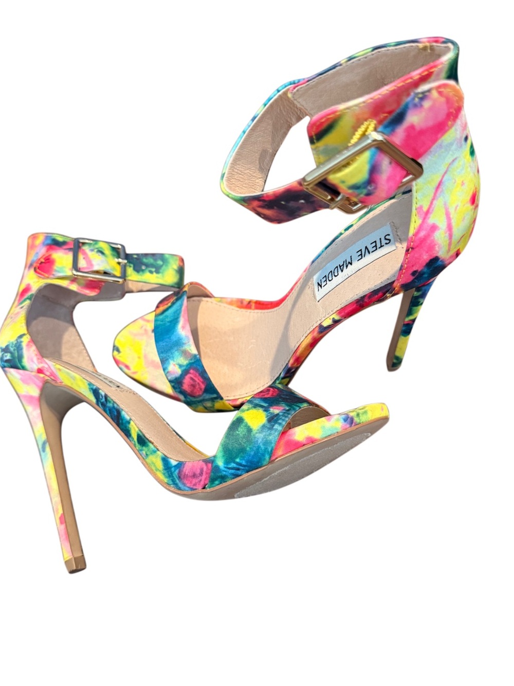 Steve Madden Bright Multicolor Floral Ankle-Strap Heels
